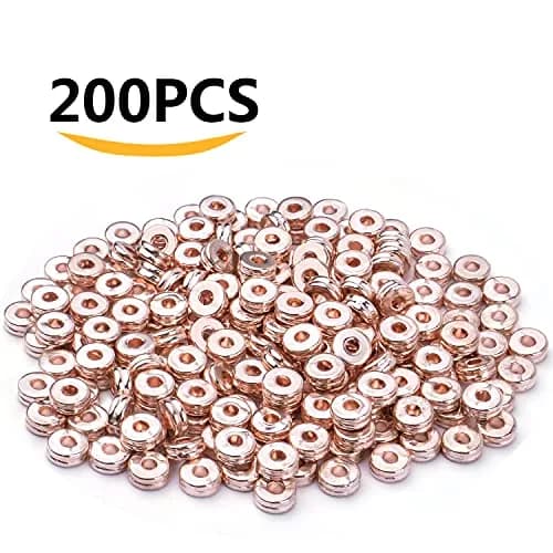 Aylifu Rondelle Spacer Beads 200pcs 6mm Rose Gold | Flat Round Disc Jewelry Craft Supplies thumbnail 2