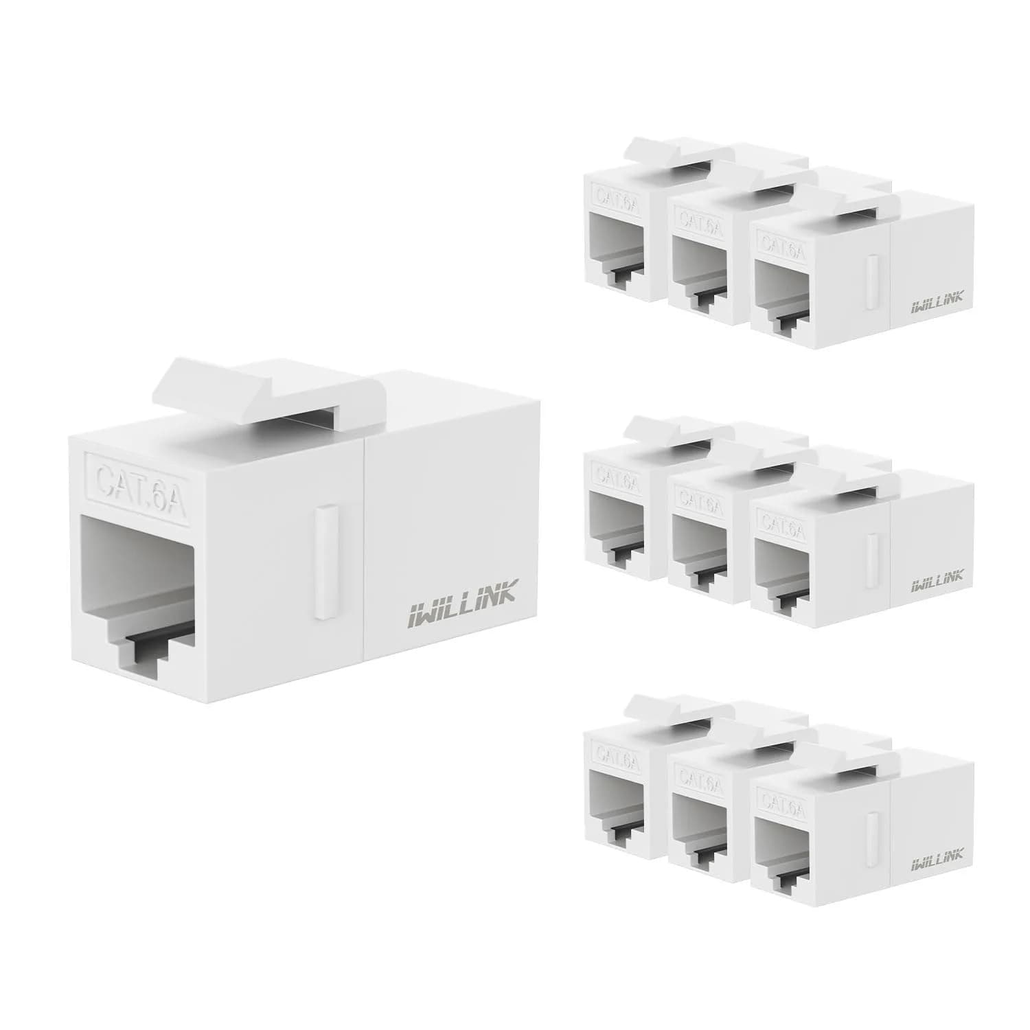 iwillink Cat6 Keystone Coupler 10-Pack White | Connects Two Ethernet Cables - main product image