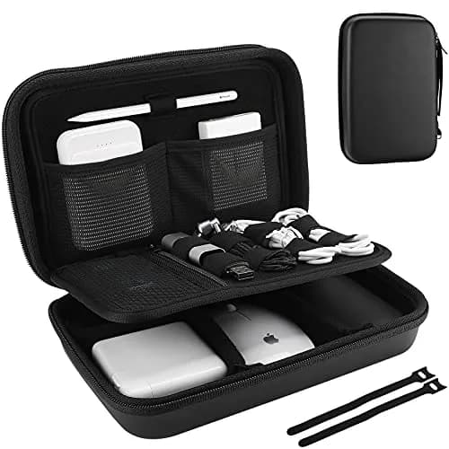 ProCase Black Hard Travel Electronic Organizer Case for MacBook Chargers, Cables, Power Bank, Mouse, Pencil, USB Drives, SD Cards - 9.9 x 6.3 x 2.56 Inch thumbnail 1