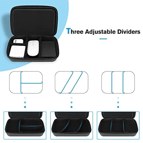 ProCase Black Hard Travel Electronic Organizer Case for MacBook Chargers, Cables, Power Bank, Mouse, Pencil, USB Drives, SD Cards - 9.9 x 6.3 x 2.56 Inch thumbnail 7