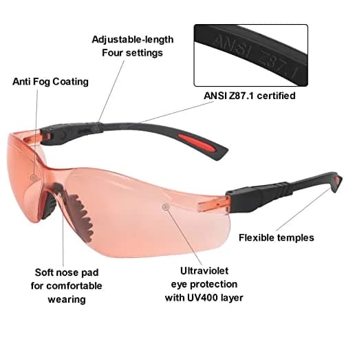 LaneTop AntiFog Shooting Glasses ANSI Z87.1 Certified Vermillion Lens | Impact Resistant Polycarbonate Eyewear thumbnail 2