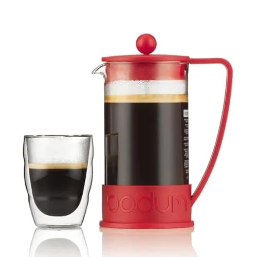 Bodum Brazil French Press Coffee Maker 1L (34oz) Red | Iconic Glass & Stainless Steel Brewer thumbnail 5