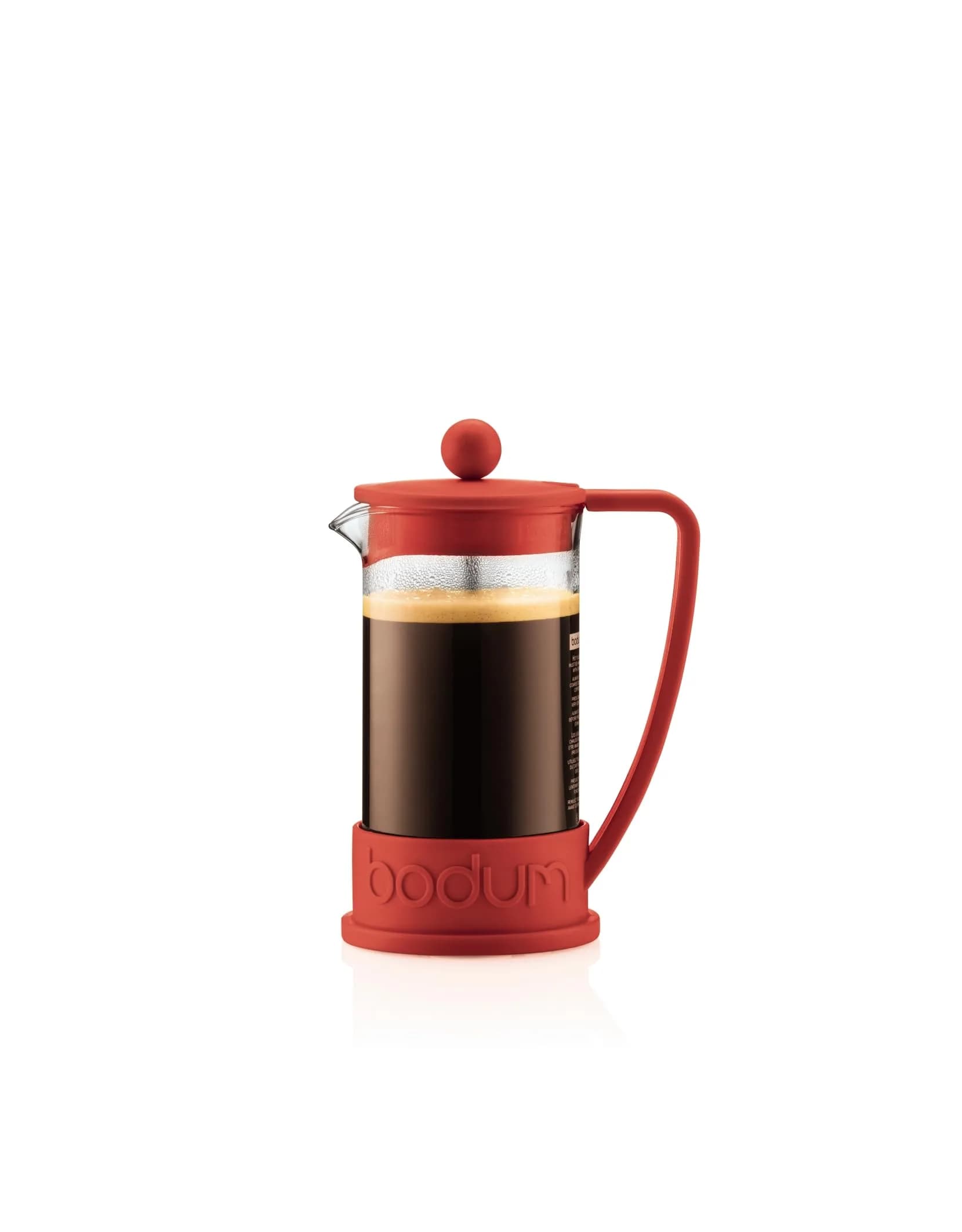 Bodum Brazil French Press Coffee Maker 350ml (12 oz) | Iconic Glass & Stainless Steel Brewer — Red