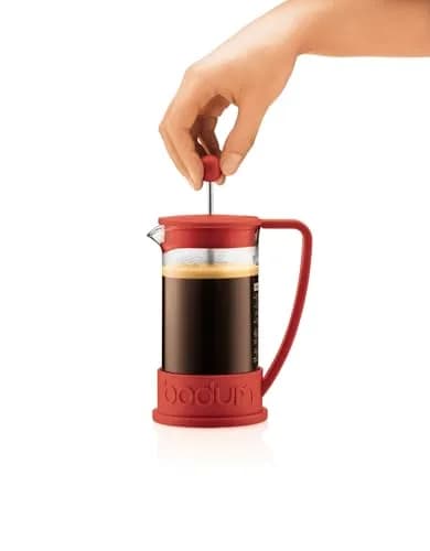 Bodum Brazil French Press Coffee Maker 1L (34oz) Red | Iconic Glass & Stainless Steel Brewer thumbnail 4