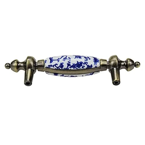 Mcredy Ceramic Drawer Pull Handle, Blue White Porcelain T-Style, 12.2cm (4.8") | 4-Piece Set with 7.6cm (3") Hole Distance thumbnail 6