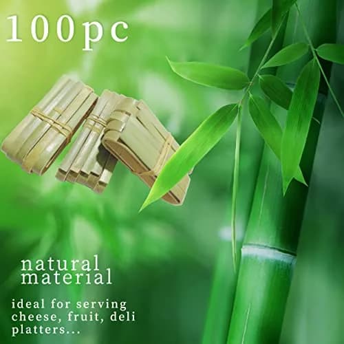 ROYHOO 100 Pack Bamboo Tongs Mini Bamboo Tongs for Kitchen, 10cm, Green | Disposable, Food-Grade Bamboo Utensils thumbnail 7