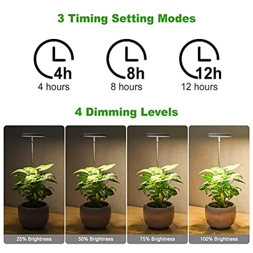 LORDEM Grow Light for Indoor Plants, Full Spectrum LED 2 Packs | Auto Timer & Dimmable Brightness thumbnail 4