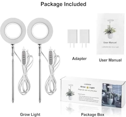 LORDEM Grow Light for Indoor Plants, Full Spectrum LED 2 Packs | Auto Timer & Dimmable Brightness thumbnail 6