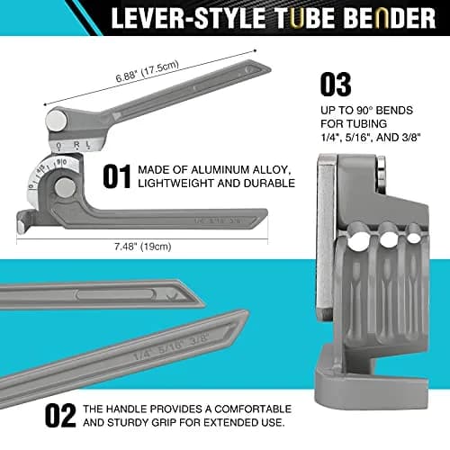 DURATECH 90 Degree Tubing Bender, 3-IN-1 Brake Line Bender | Lightweight Aluminum, Precise Calibration, Versatile for Plumbing & DIY thumbnail 2