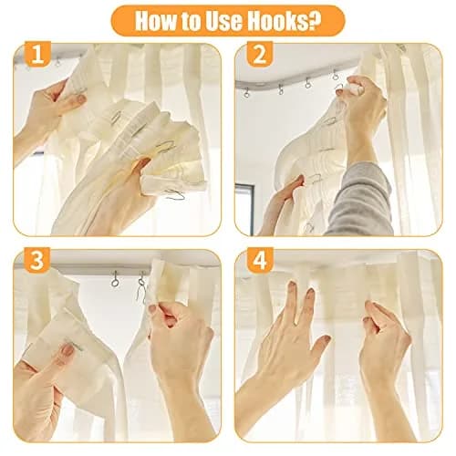 Sopito Curtain Hooks for Drapes | Durable Silver Curtain Fastener, 58 pcs thumbnail 6