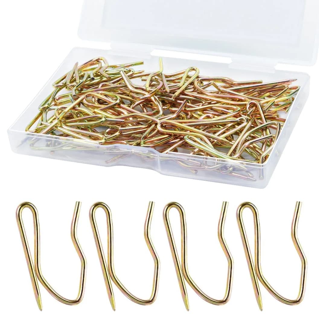 Sopito Curtain Hooks for Drapes | Durable Silver Curtain Fastener, 58 pcs — Bronze