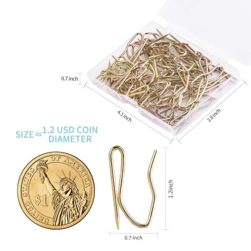 Sopito 58Pcs Metal Curtain Hooks with Sharp Pins, 3.1cm (1.2") Height, Bronze | Tool-Free Installation for Pinch-Pleat Curtains thumbnail 2