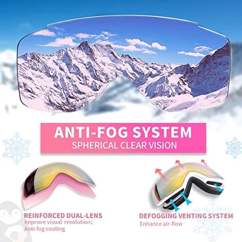 Freela Ski Goggles Snowboard Snow Skiing Equipment UV Protection Mirror Clear (one) | Anti-fog Wide Vision thumbnail 5