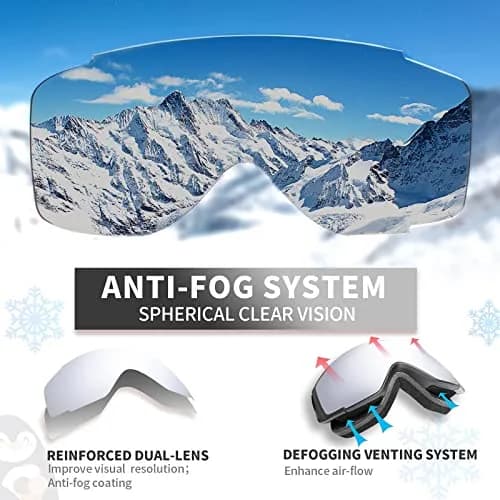 Freela Kids Ski Goggles | Spherical Wide Vision Anti-Fog UV Protection Mirror Clear Lens for Toddler Youth thumbnail 3