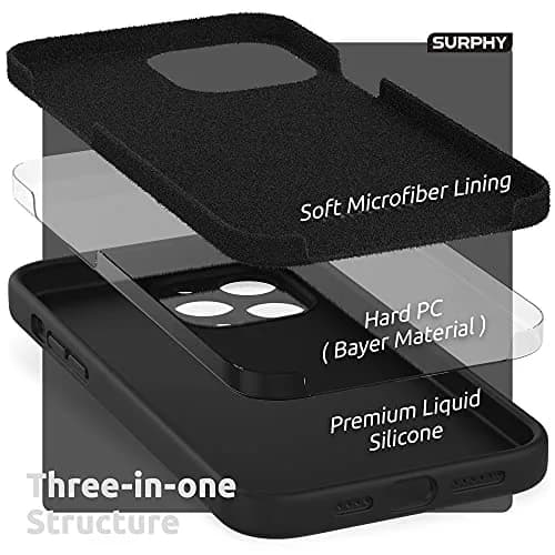 SURPHY Liquid Silicone Case for iPhone 13 Pro Max 6.7 inch (Black) | Camera Protection + Screen Protector thumbnail 5