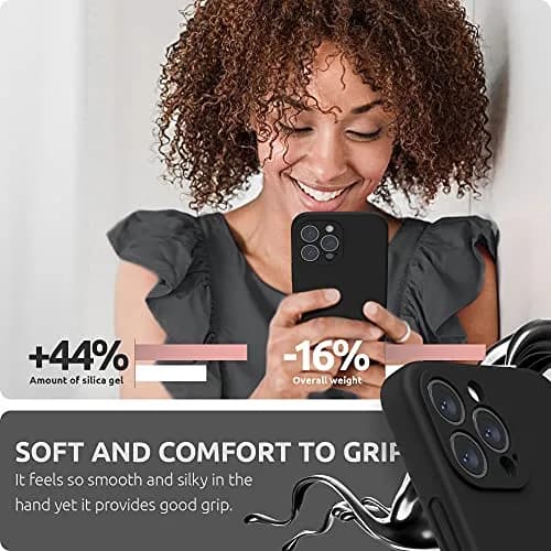 SURPHY Liquid Silicone Case for iPhone 13 Pro Max 6.7 inch (Black) | Camera Protection + Screen Protector thumbnail 6