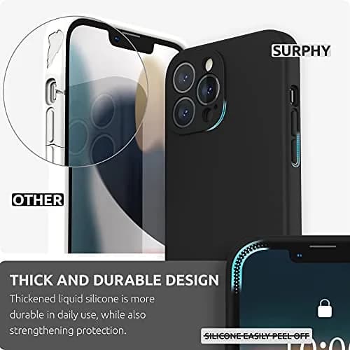 SURPHY Liquid Silicone Case for iPhone 13 Pro Max 6.7 inch (Black) | Camera Protection + Screen Protector thumbnail 3