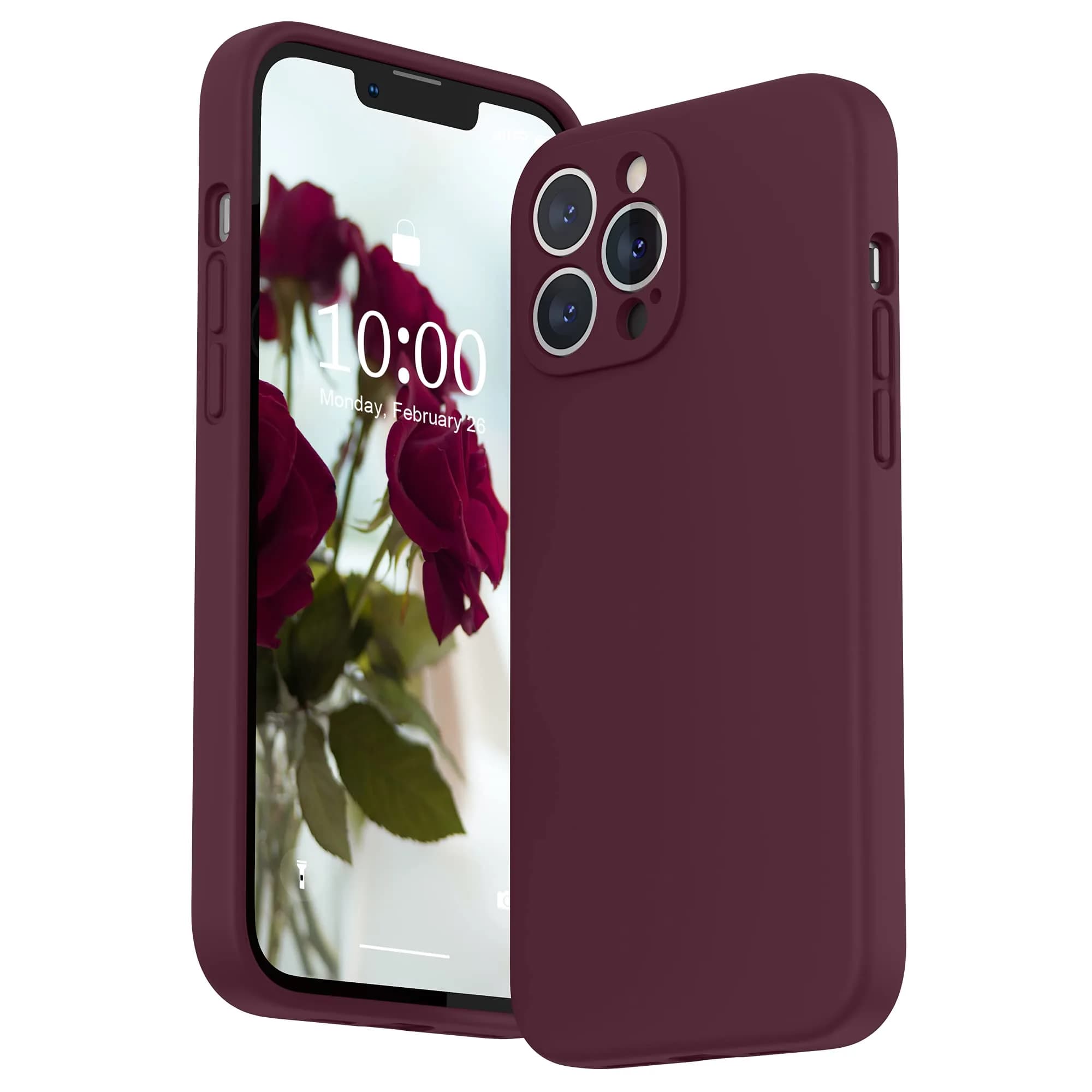 SURPHY Liquid Silicone Case for iPhone 13 Pro Max 6.7 inch with Screen Protector | Plum - main product image
