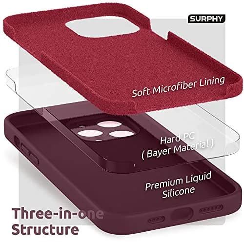 SURPHY Liquid Silicone Case for iPhone 13 Pro Max 6.7 inch with Screen Protector | Plum thumbnail 5
