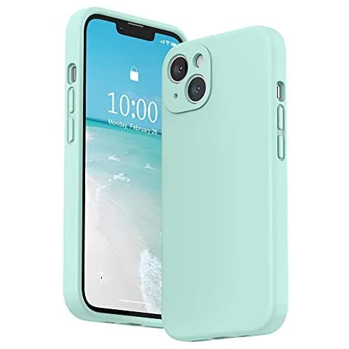 SURPHY Liquid Silicone Case for iPhone 13 (6.1 inch) with Camera Protection & Screen Protector, Mint Green | Full Body Drop Protection thumbnail 1