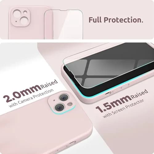 SURPHY Liquid Silicone Case for iPhone 13 (6.1 inch) with Camera Protector & Microfiber Lining | Pink Sand thumbnail 3