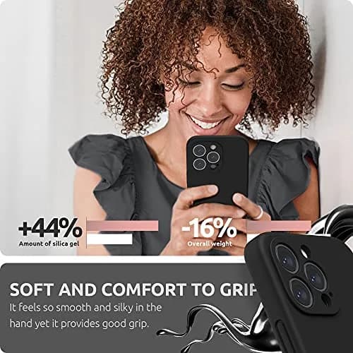 SURPHY Liquid Silicone Case for iPhone 13 Pro (6.1-inch) with Screen Protector | Black thumbnail 6