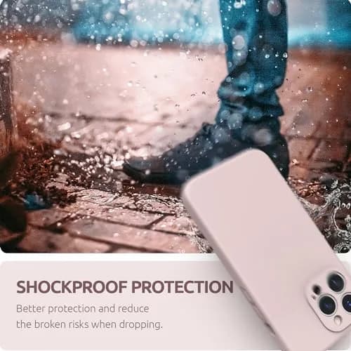 SURPHY Liquid Silicone Case for iPhone 13 Pro (6.1-inch) with Screen Protector, Pink Sand | Camera Protection & Soft Microfiber Lining thumbnail 7