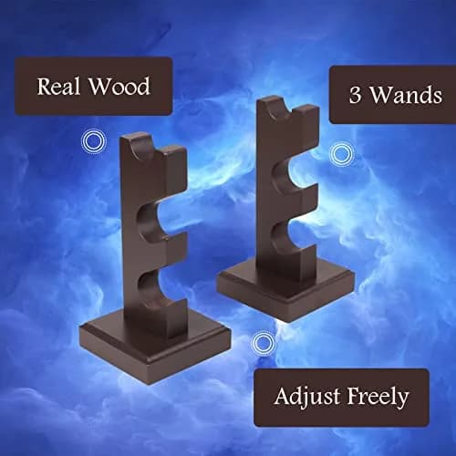 ChampWe Wizard Wand Display Stand Wooden 3 Tiered Brown | Retro Magic Wand Holder for Collection thumbnail 3
