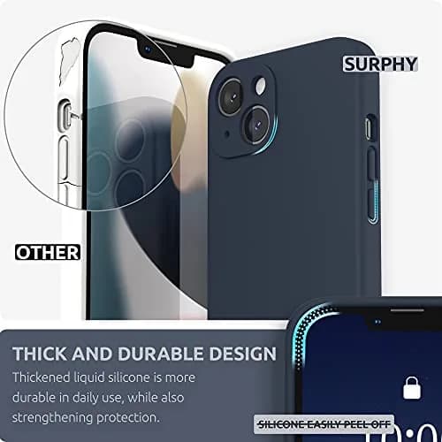 SURPHY Liquid Silicone Case for iPhone 13 6.1 inch (2021) with Camera Protection & Screen Protector | Midnight Blue thumbnail 3