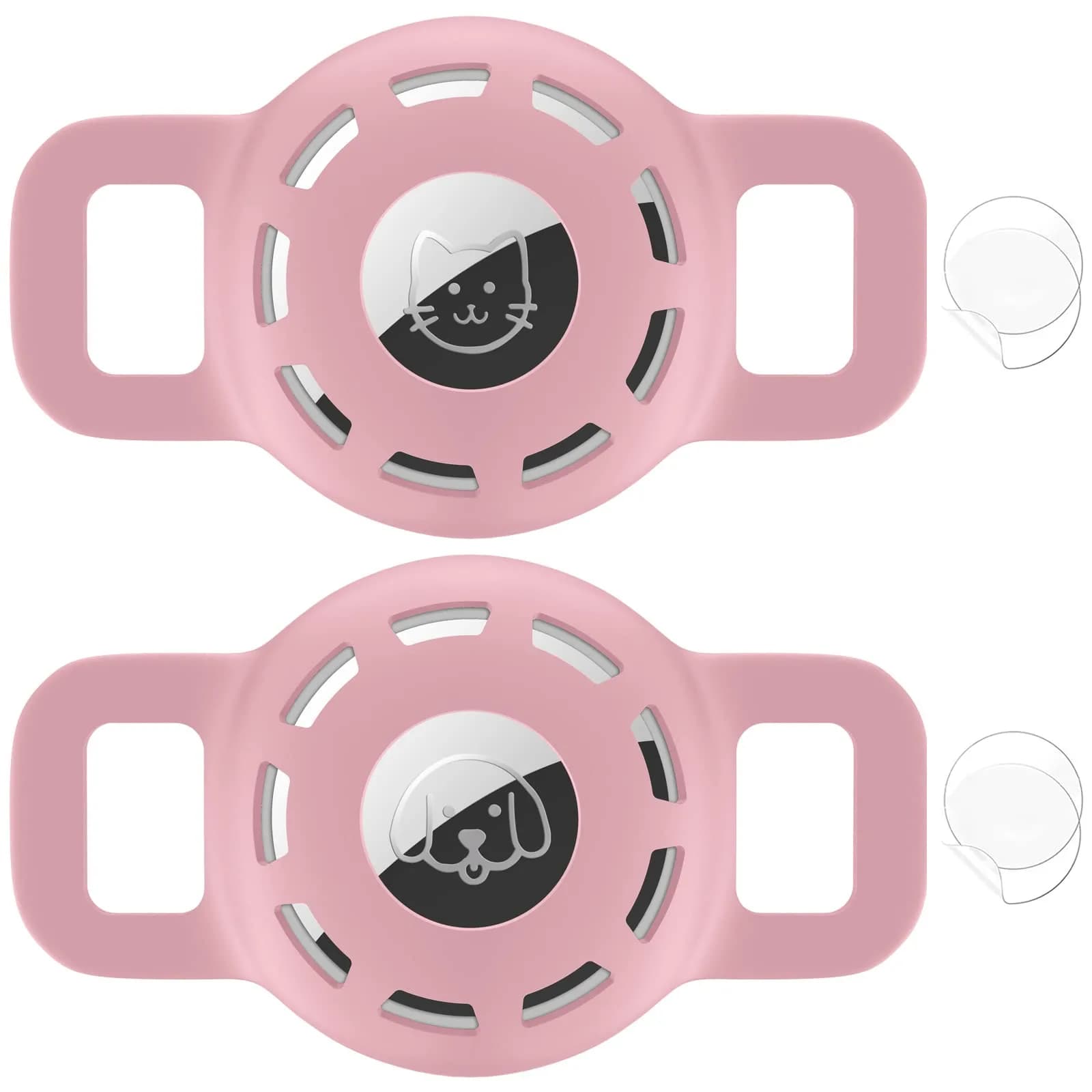 THXSBUDDY Air Tag Cat Collar Holder 2-Pack | Fits Collars Up to 0.5 Inch | Secure Pet Tracker Attachment — Ci-2xPink