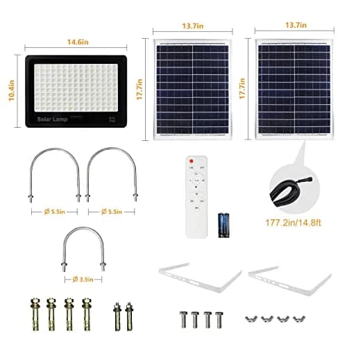 TIN SUM SOLAR ENERGY 400W LED Solar Security Flood Lights with Remote Control, 40000 Lumens, IP66 Waterproof | 6.87 kg (15.15 lb) thumbnail 7