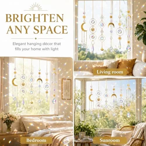 ilclviz 6Pieces Colorful Crystals Suncatcher Hanging Sun Catcher with Chain | Rainbow Rainbow Rainbow Rainbow Rainbow Rainbow thumbnail 5