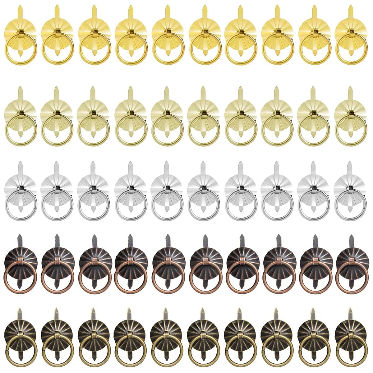 Tiyaogm Metal Brad Fasteners with Pull Rings | 50 Pieces, 5 Colors, Durable Metal, Easy DIY Crafts