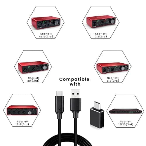 weishan USB C Cable for Focusrite Scarlett Solo 3rd 4th Gen, Scarlett 2i2 3rd Gen | 2m (6.6ft) USB-A to USB-C Data Transfer & 60W PD Charging thumbnail 2