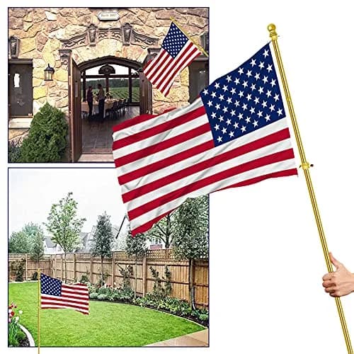 ZMTECH 6 FT Stainless Steel Flag Pole with Upgraded Bracket & Tangle-Free Rings | Adjustable Residential & Commercial Outdoor Use (Gold) thumbnail 7