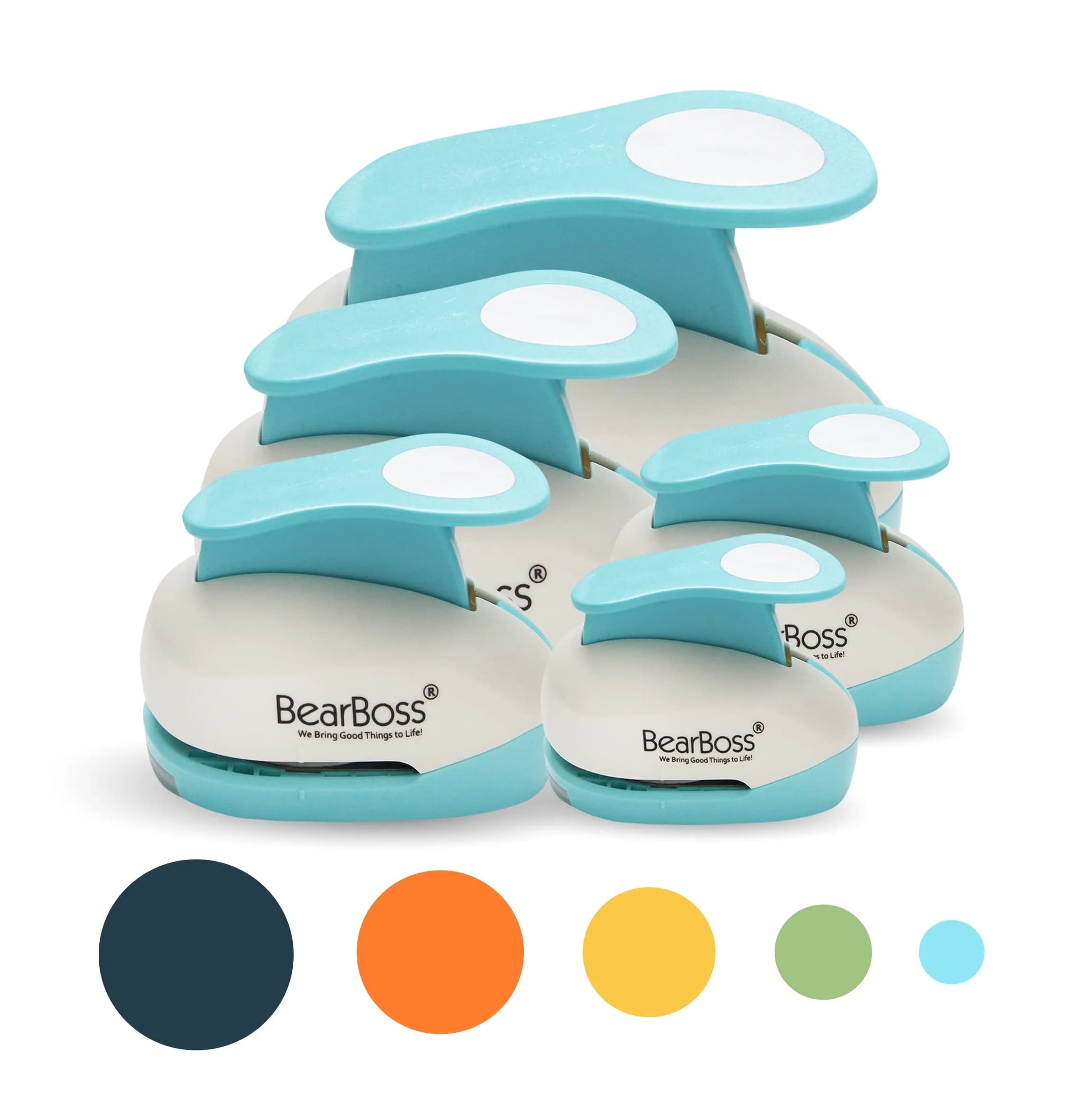 BearBoss 2 Inch Circle Punch, Metal Hole Punch for Paper Crafts | Classic White — 5 Circle Punch