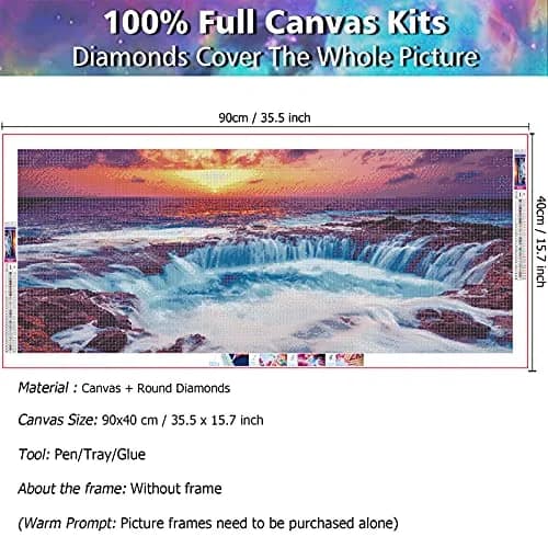 JATOK Sunset Waterfall Diamond Painting Kit for Adults, 90cm x 40cm (35.5 x 15.7 in) | Full Round Drill Art thumbnail 3