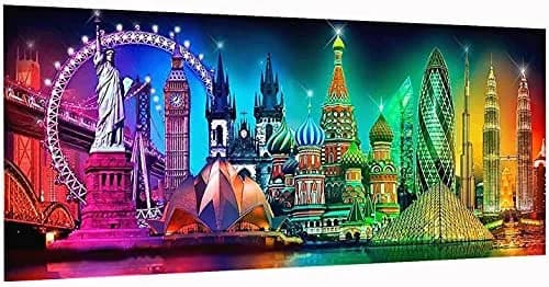 JATOK Diamond Painting Kit for Adults, NYC Night Landscape 90x40cm (35.5x15.7 in) | Full Round Drill Gem Art thumbnail 1