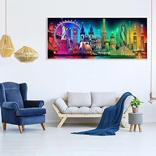 JATOK Diamond Painting Kit for Adults, NYC Night Landscape 90x40cm (35.5x15.7 in) | Full Round Drill Gem Art thumbnail 4
