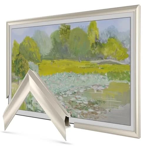 Frame My TV German Silver Prismatic 32" Deco TV Frame for Samsung The Frame/Pro TVs | Aluminum Wall Mount thumbnail 1
