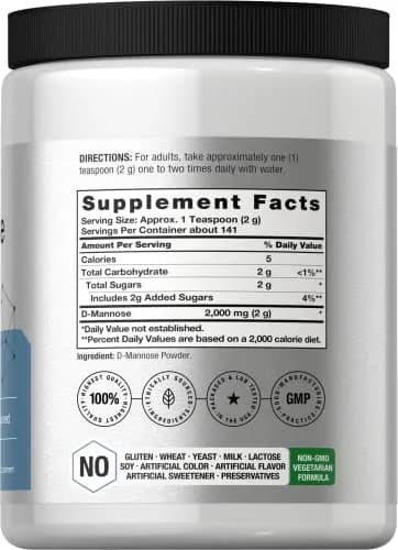 Horbäach D-Mannose Powder 10 Oz Supplement for Women and Men | Gluten-Free, Vegetarian, Non-GMO thumbnail 2