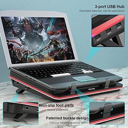IETS GT500 Laptop Cooling Pad with Turbo-Fan & USB Hub | 13-17.3inch, 5000 RPM, Variable Speed, Metal thumbnail 4