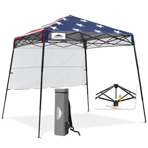 EAGLE PEAK 8x8 Pop Up Canopy Tent, Compact Backpack, American Flag | Easy Setup & UV Protection thumbnail 1