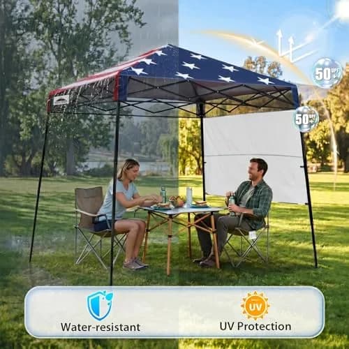 EAGLE PEAK 8x8 Pop Up Canopy Tent, Compact Backpack, American Flag | Easy Setup & UV Protection thumbnail 4