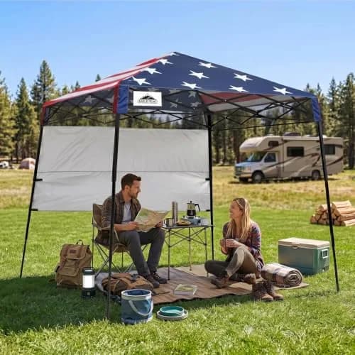 EAGLE PEAK 8x8 Pop Up Canopy Tent, Compact Backpack, American Flag | Easy Setup & UV Protection thumbnail 5