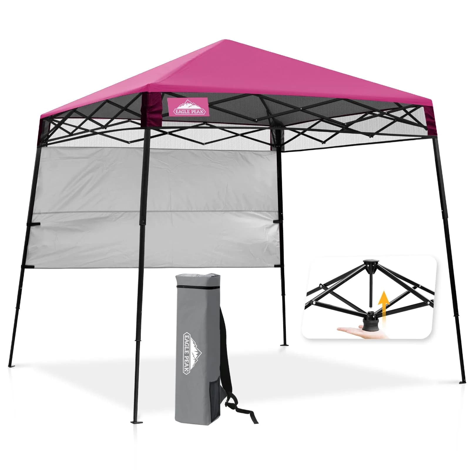 EAGLE PEAK 8x8 Pop Up Canopy Tent, Compact Backpack, American Flag | Easy Setup & UV Protection — Pink / 8x8
