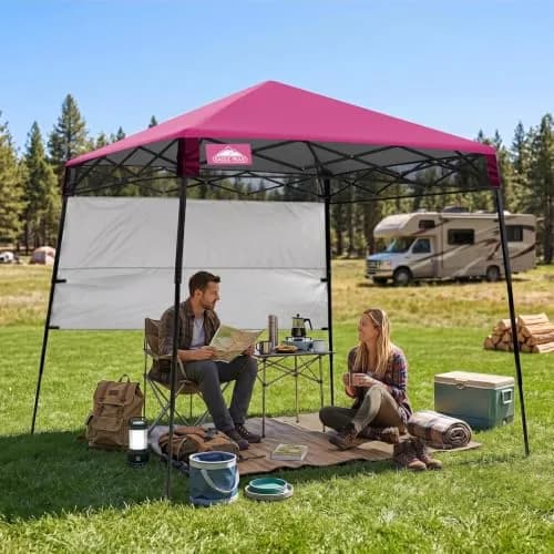 EAGLE PEAK 8x8 Pop Up Canopy Tent, Compact Backpack, Pink | Portable Sun Shelter for Outdoors thumbnail 5