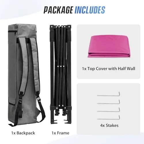 EAGLE PEAK 8x8 Pop Up Canopy Tent, Compact Backpack, Pink | Portable Sun Shelter for Outdoors thumbnail 9