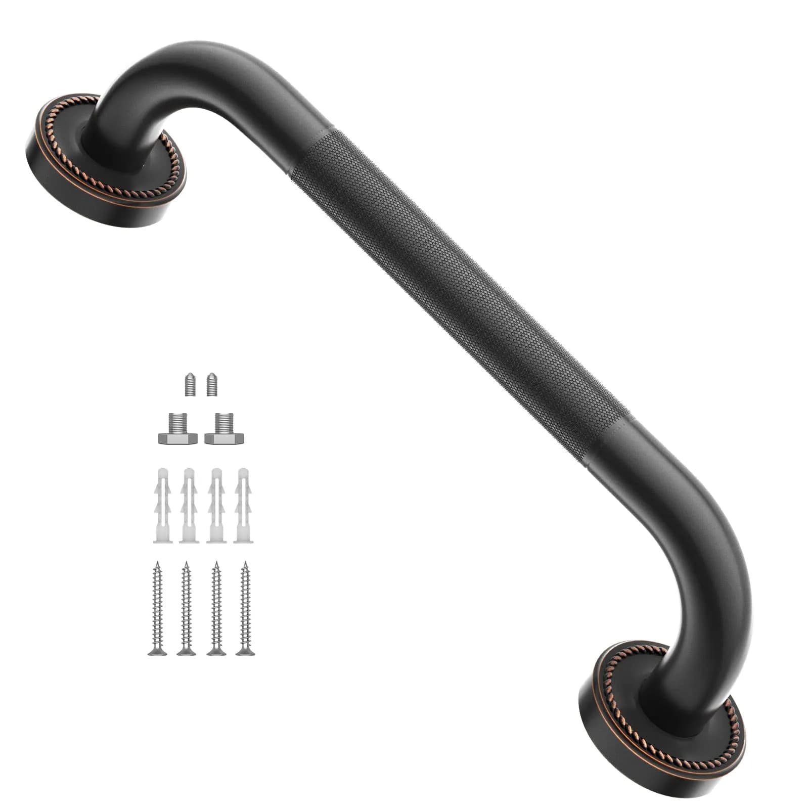 ZUEXT 12 Inch Oil Rubbed Black Bronze Shower Grab Bar | Anti Slip, Support up to 500 lbs