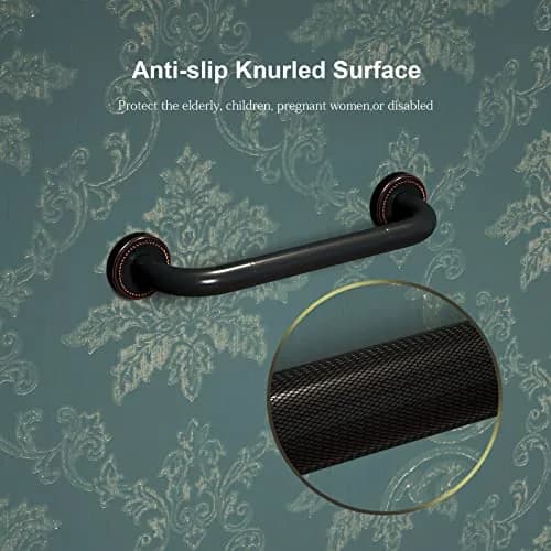 ZUEXT 12 Inch Oil Rubbed Black Bronze Shower Grab Bar | Anti Slip, Support up to 500 lbs thumbnail 4